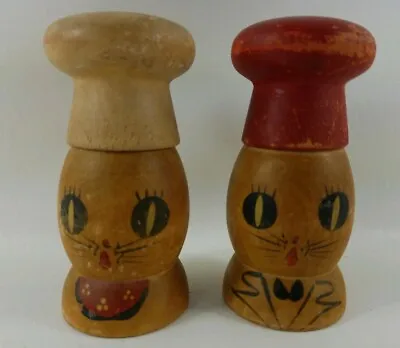 Vintage Salt And Pepper Shakers - Wooden Chefs -  Made In Japan • $10.45