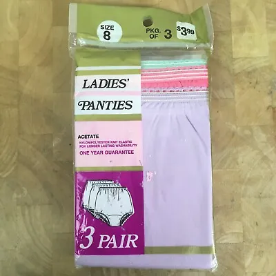 Vintage McCrory Ladies Panties Underwear Knit 3 Pair Package - Size: 8 • $39.99