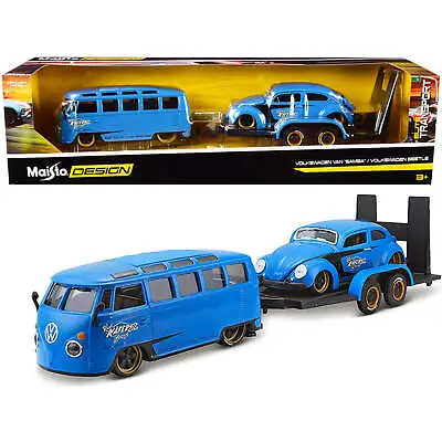 Maisto 1/24 Scale Diecast Model Cars Volkswagen Van Samba With Volkswagen Beetle • $69.41