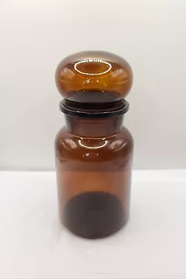 Vintage Apothecary Amber Brown Glass Jar With Bubble Lid Made In Belgium 8.5  • $18.99
