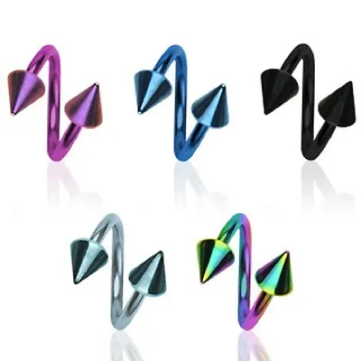 (2 Pieces) (4mm SPIKES) 16g (1.2mm) Twist Curved Barbell Titanium Anodized • $4.99