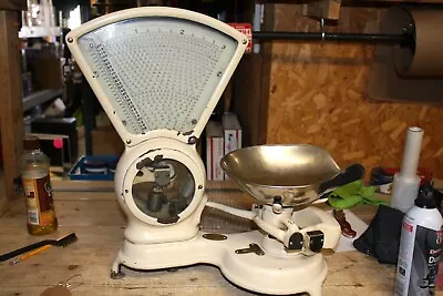 1926 Stimpson Computing Scale Co. 3 Lb Offset Fan Scale W/scoop/candy/seeds Etc. • $549.95