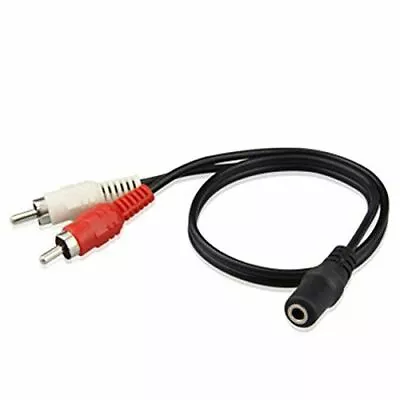 3.5mm Female Mini Plug To 2 Male RCA Y Cable Headphones Jack Adapter • £2.49