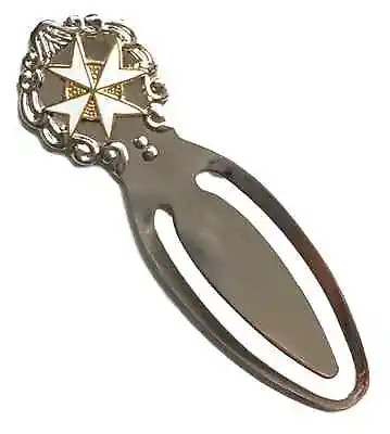 Masonic Malta White Maltese Cross Enamel Crested Bookmark & Gift Bag (K064) • £8.99