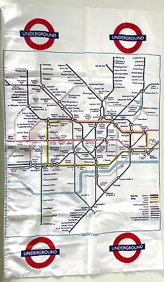 ☀️Official London Transport Souvenir Tea Towel Map Of London Underground Cotton • £28.94