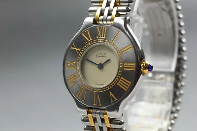 [Exc+5 ] Vintage Cartier Must 21  Two Tone Quartz Women's Watch - Swiss Made  • $699.90