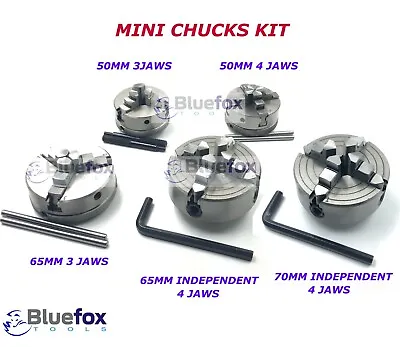 5x Mini Lathe Chuck Kit For Unimat M14 X 1 Thread 3 & 4 Jaw 50 -65-70mm Diameter • £195.99