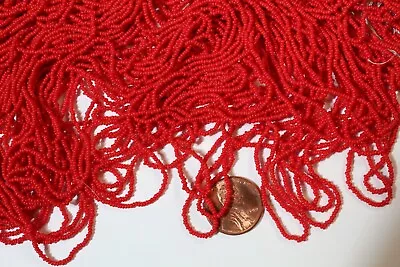 Antique Vintage Micro Seed Beads-16/0 Opaque Scarlet Red-7 Gram Hanks-1.4-1.5 Mm • $6.25