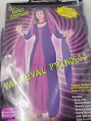 Medieval Renaissance Princess Costume Purple With Headpiece NEW Fits Sizes 8-14  • $20.20