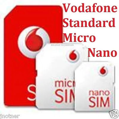 Vodafone Sim Card Micro Nano Standard Sim Card For Iphone & Samsung Galaxy  • £0.99