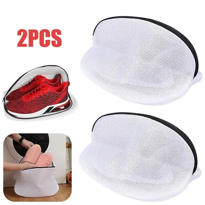 2x Laundry Bags Shoes Washing Bag For Washing Machine Sneaker Mesh Wash Cleaning • £5.19