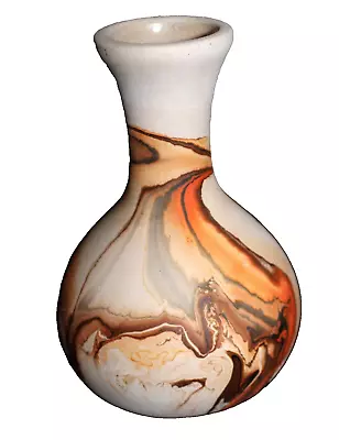 Vintage Nemadji Usa Desert Clay Art Pottery Brown Swirl 6.5  Vase • $19.95