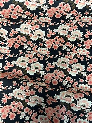 Japanese Art Flowers Floral 100% Cotton Fabric. Per Metre • £5.99