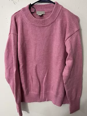 H&M Womens Pullover Sweater Pink Long Sleeve Crew Neck Large Acrylic Blend • $9.35