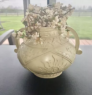 Vintage Vase Pot With Flowers Features The Celestial Sun And Moon Design 1990s • $19.98