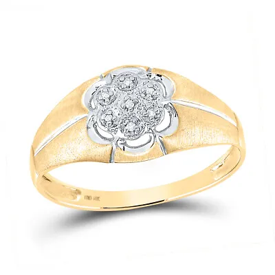 10kt Yellow Gold Mens Round Diamond Cluster Ring .02 Cttw • $219.30