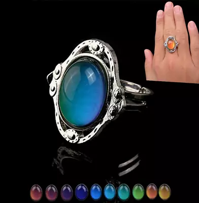 Women Fashion Mood Ring Vintage Retro Color Change Emotion Feelin Adjustable • $8.99