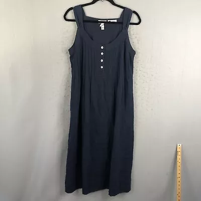 Malvin Maxi Dress Womens 10 Navy Blue 100% Linen Pintuck Pleats Sailor Beachy • $29.78