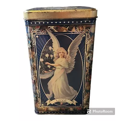 Vintage Faith Hope Charity Love Angel Cherub Tin Container Christmas Holiday • $10