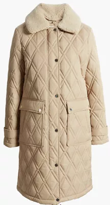 Michael Kors Quilted Longline Coat With Removable Faux Fur Collar Size XS • $50