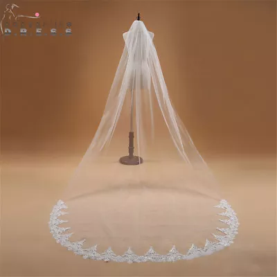 RULTA 1T Cathedral Length Wedding Bridal Veil With Comb Lace Edge Accessories SA • £10.59