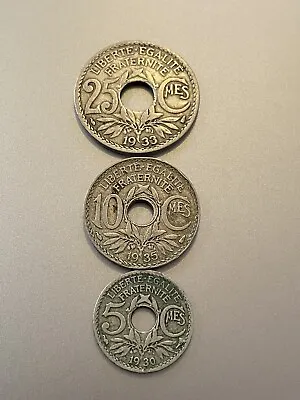 République Française 25 10 5 Centimes Set Of 3 Coins; 1930s; World Coins • $22