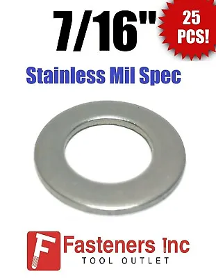 (Qty 25) 7/16  ID X .75 OD X 1/16  Stainless Steel AN Flat Washer Series 9C716  • $7.99
