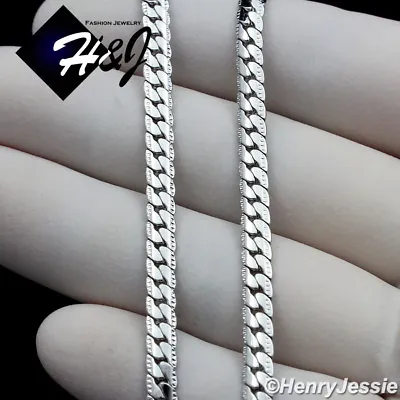 18-40 MEN Stainless Steel 6mm Silver Diamond Cut Miami Cuban Chain Necklace • $14.99