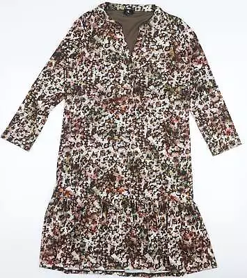 K Design Womens Multicoloured Floral Polyester Trapeze & Swing Size XS V-Neck Pu • £4.75
