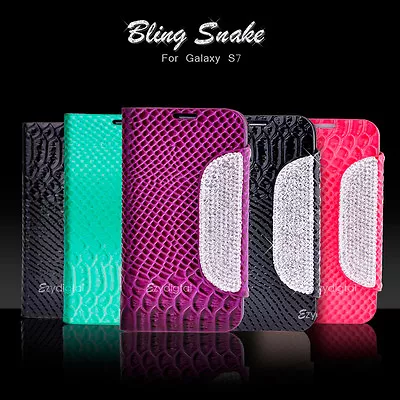 Premium Bling Snake Stand Wallet Case Cover For Samsung Galaxy S7 & S7 Edge • $8.99