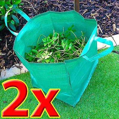 🔥2x 100L Large Garden Waste Bags Heavy Duty Refuse Storage Sacks  Handles Grass • £5.75