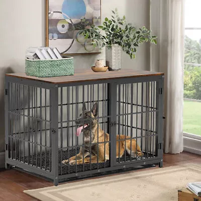 Separation Anxiety Reduce Heavy Duty Dog Crate Furniture Metal Kennel With Tray • £125.94