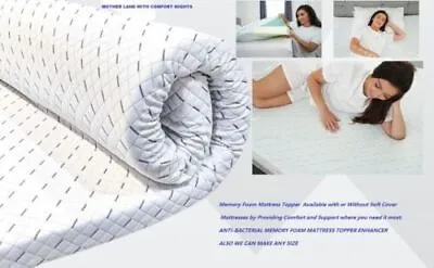 Memory Foam Mattress Topper With Or Without Soft Cover Available All Size • £70.80