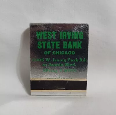 Vintage West Irving State Bank Matchbook Chicago Illinois Advertising Full • $12.99