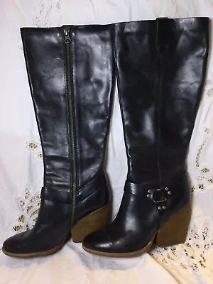 $89.99 • Buy Kork Ease Womens 8 Lett Black Leather Knee High Tall Riding Boots 3.5  Heels