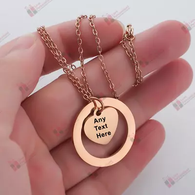 Personalised Custom Engraved Heart Necklace. Name Date Necklace. Gift For Her. • £14.99