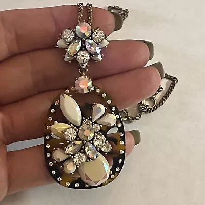 J Crew Tortoise Ab Jeweled Pendant Necklace  • $38