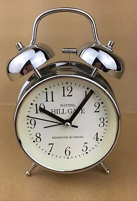 Kensington & Chelsea Silver Analogue Twin Bell Battery Operated Alarm Clock VGC • £11.99