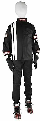 Jr Fire Suit Race Suit 2 Piece Jacket & Pants Sfi 3-2a/1 Black Size Kids 10-12 • $104.99