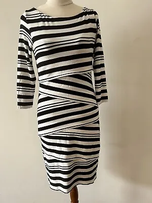 $29.99 • Buy French Connection Black & White Bodycon Bandage Dress Size 10