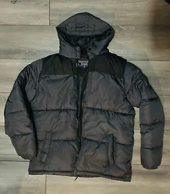 Bass Creek Outfitters Puffer Jacket Mens Medium Black/grey Full Zip Hooded Coat • $29.99