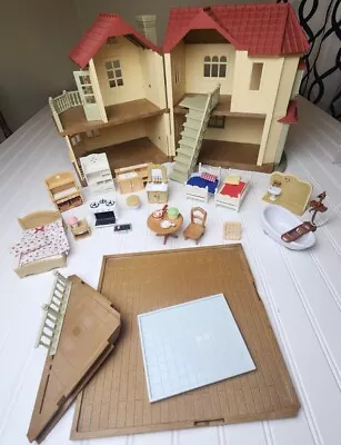 Vintage Sylvanian Families Calico Critters Doll House Red Roof Home Dollhouse 13 • $59.99