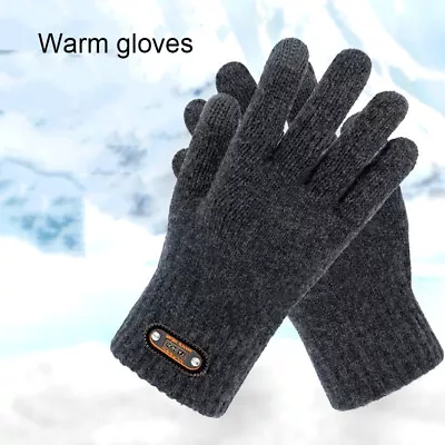 Winter Mens Knitted Thermal Gloves Unisex Warm Thick Lined Touch Screen Mittens • $4.50