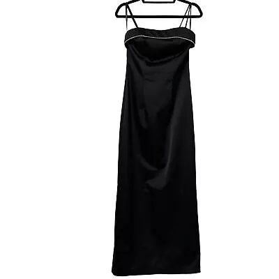 VTG City Triangles Women’s Size 7 Rhinestone Trim Sleeveless Black Evening Gown • $35.99