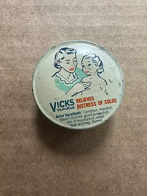 Vintage Medicine Tin Vicks Vaporub Camphor. Made In USA • $16
