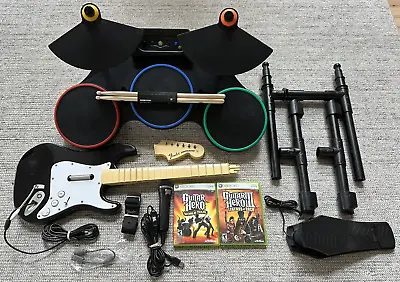 Xbox 360 Guitar Hero World Tour Drum Set Foot Pedal Guitar Games Band NEW WIRES • $424.44