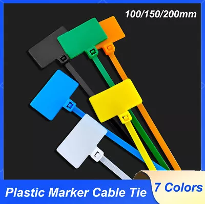 100/150/200mm Plastic Marker Cable Tie Nylon Tag Zip Wraps Tags Write On Label • £1.19