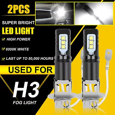 2PCS H3 LED Fog Driving Light Bulbs DRL Conversion Kit Super Bright 6000K White • $8.98