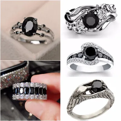 $2.09 • Buy Women Charm 925 Silver Plated Ring Cubic Zircon Engagement Jewelry Sz 6-10