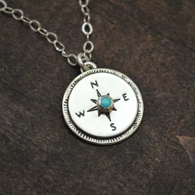 925 Silver Women Vintage Turquoise Pendant Chain Necklace Wedding Party Jewelry • $2.74